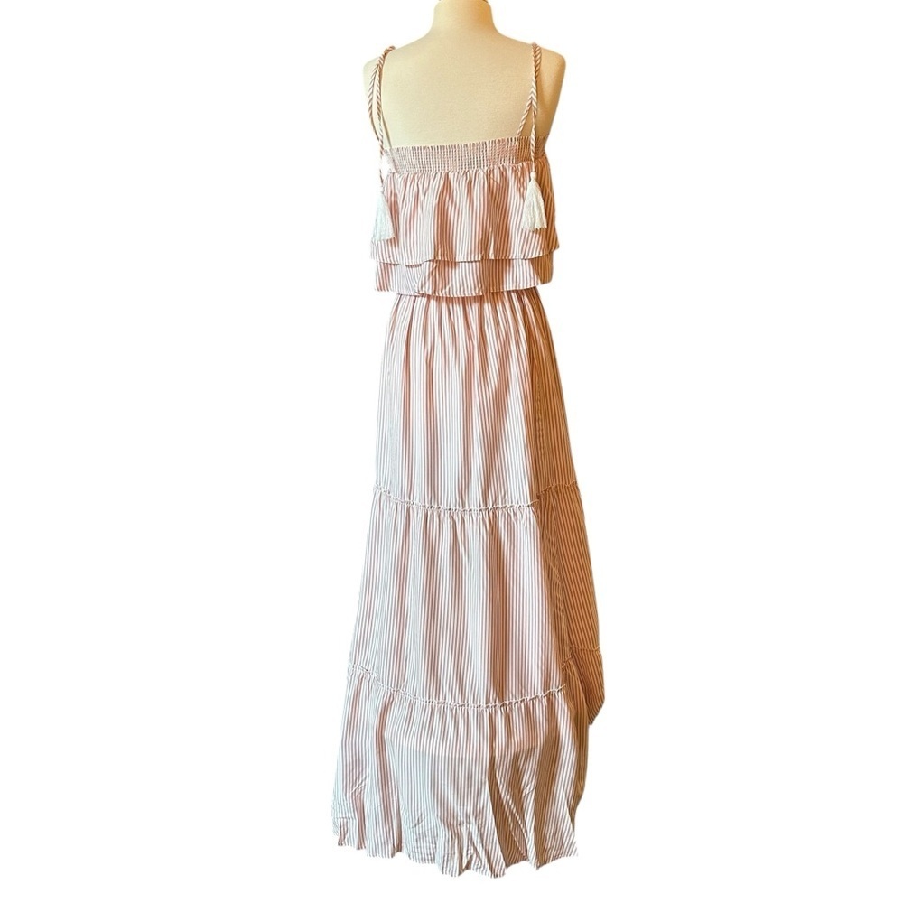 NWT BB Dakota | Women's Pink & Cream Strip Tiered Maxi Dress Size XS - Picture 9 of 15